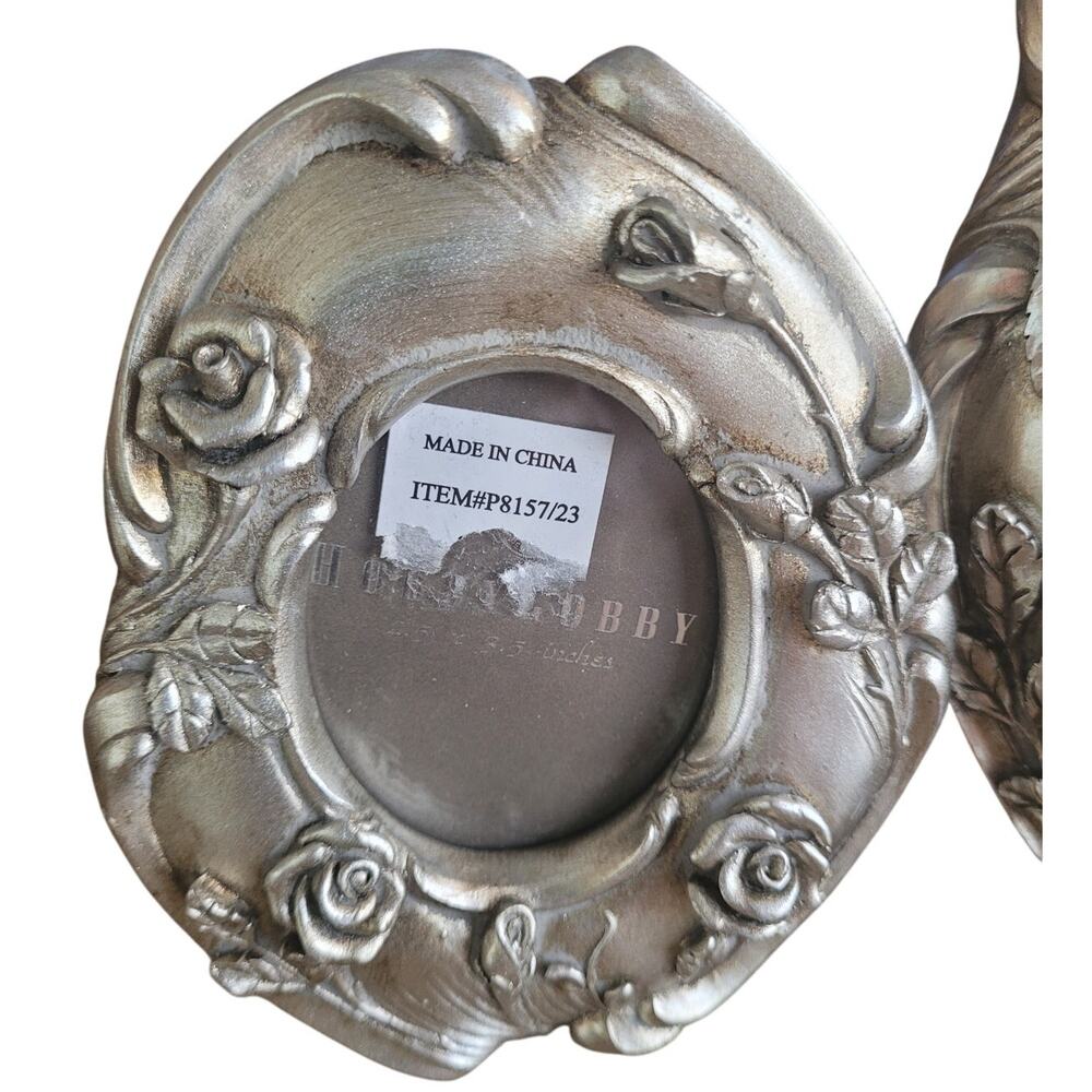 Hobby Lobby‎ Photo Frames Pewter Look 4x6 and 2.5x3.5 Set NWOT - Picture 4 of 5